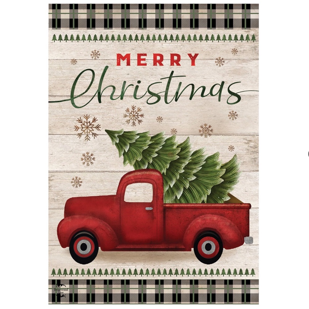 Merry Christmas Pickup Truck Garden Flag  Nostalgic Vintage Farm Truck 12.5x18" - Picture 2 of 13